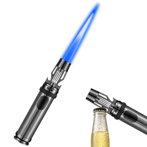 Feuerzeuge Sturmfeuerzeug Flammenwerfer Gas Nachfüllbar, Einstellbare Flamme Windfeste Stabfeuerzeug, Jet Flame Feuerzeuge für Kerzen, Grill, Küche, Camping (ohne Butangasfrei)