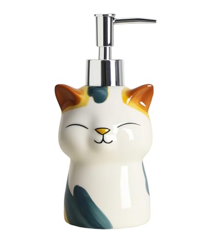 Soap Dispenser Cat Shape Ceramic Liquid Dispenser Lotion Bottle 330ml 11oz
