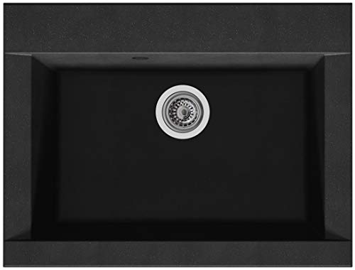 Respekta Spüle, 60% Verbundmaterial aus Mineralstoffen und Glasfasern, 40% Kunstharz, Schwarz, 66 x 50 cm