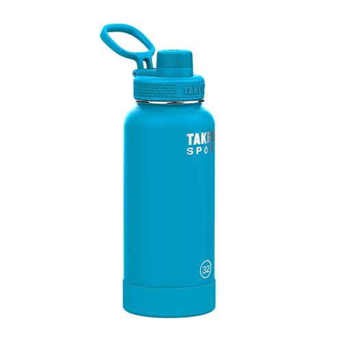 Takeya Sport 32 oz Triple Wall Insulated Stainless Steel Water Bottle With Ice Blocking Spout Lid, Unmatched Quality, 26+ Hours Cold, Champion Blue