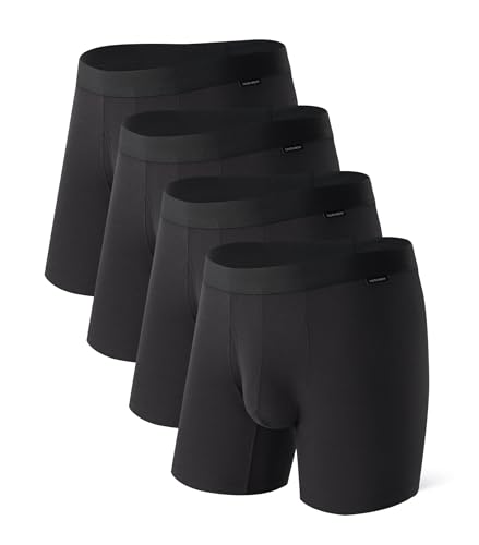 DAVID ARCHY Mens Underwear Boxer Brief With Pouch, Ultra Soft Modal Breathable Moisture-Wicking Underwear For Men 4 Pack