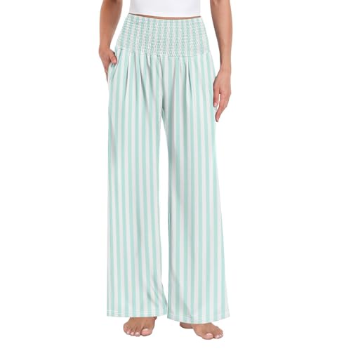 Pantalon large pour femme fluide et ample d'été pantalon léger doux vert menthe