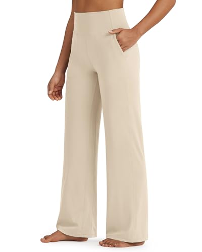 G4Free BareFeel High Stretch Yoga Pants Women Soft High Waisted Casual Wide Leg Pants with Pockets 27