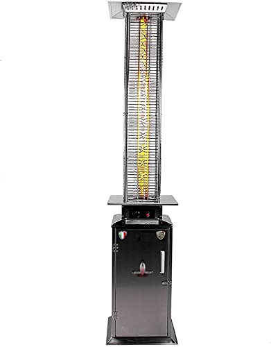 Calentador de gas de acero inoxidable para exteriores con tubo de vidrio a prueba de explosiones, calentamiento rápido y estable para patio, terraza, jardín