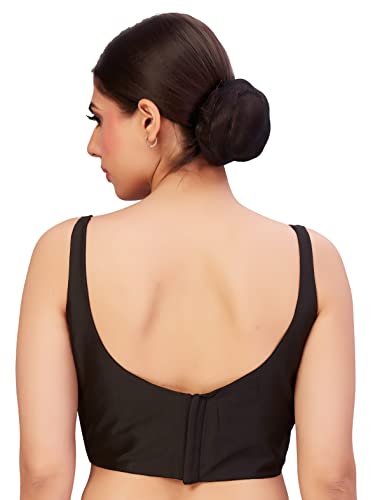 Image of Studio Shringaar Women's Polyester Sleeveless Satin Padded Saree Blouse