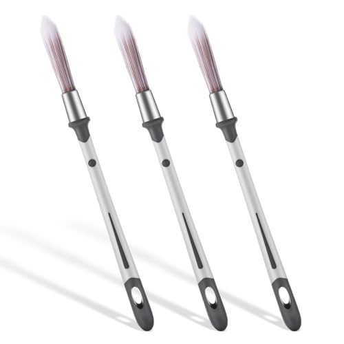 3 PCS 0.37 Inch Small Paint Brush Set, Trim Paint Brushes for Painting Walls for Baseboards Furniture House Wall Corners Detail Edger Brush and Touch Up Painting