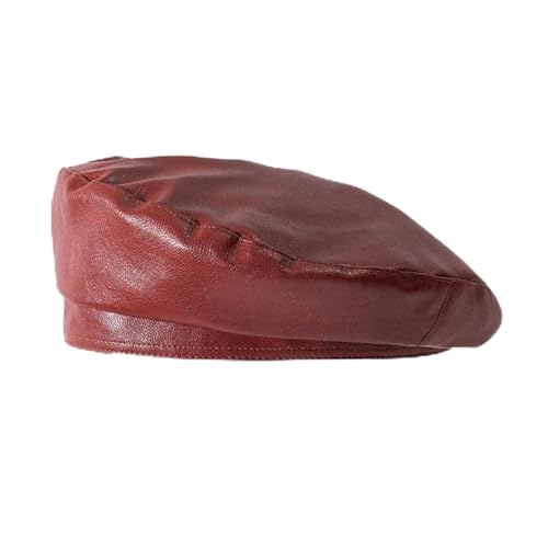 Béret en cuir pour flâner à Paris - Casquette rouge foncé look urbain chic