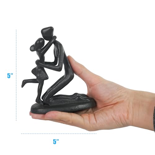 Estatua Abstracta Madre e Hija de Hierro Fundido Negra miniatura 5
