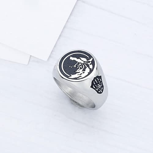 Image of Wolf Ring Viking Wolf Head Wolf Paw Ring Animal Ring for Boys