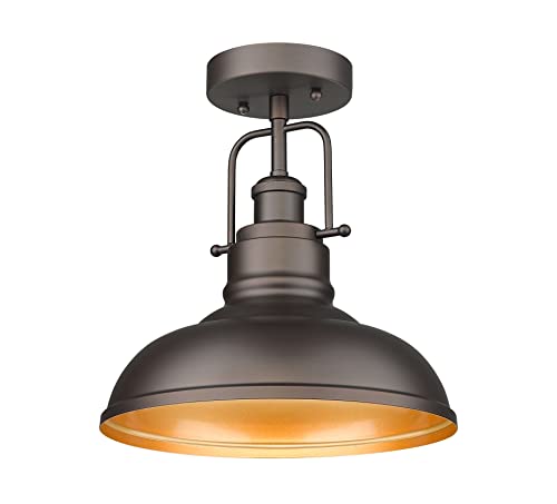 Image of zeyu Farmhouse Semi Flush Mount Light, Oil Rubbed Bronze, ZY41-F ORB