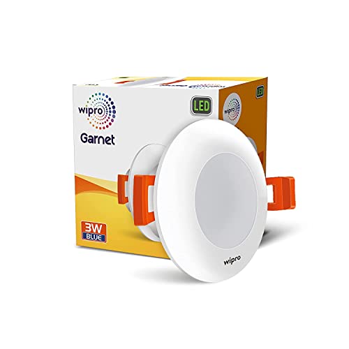 Image of Wipro Garnet 3W Led Mini Downlight for Home & Cabinet| Blue|Compact Design with 120 Beam Angle|Recessed Down Light for False Ceiling|Cutout-2.3 Inch|Pack of 2