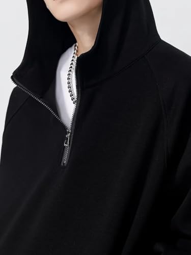 Image of Trillion Half Zipper Hooded Sweatshirt for Men (Regular Fit | Polyester Blend)