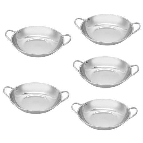 OKUMEYR 5 Piezas olla de acero inoxidable sartén sukiyaki sartenes de inducción sartén wok con tapa yang sartenes antiadherentes sartén antiadherente sartén de cocina ollas pequeñas Silver