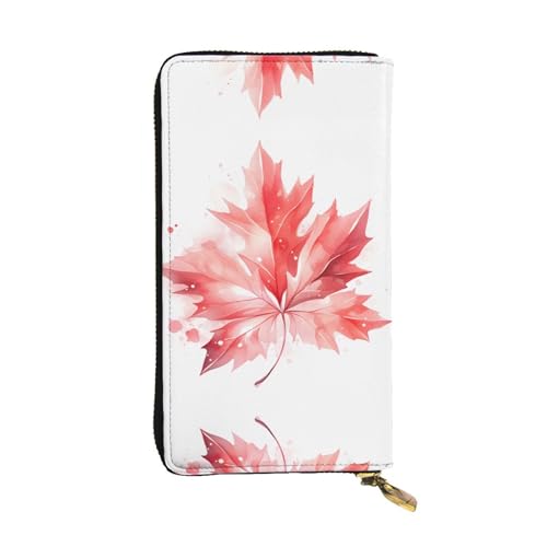 Pochette longue de voyage Red Maple Leaf, grand portefeuille zippé