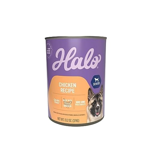 Halo Senior Wet Dog Food Whole Chicken Recipe, Grain Free Real Meat Canned Dog Food for Senior Dogs, Meal or Topper, 13.2 Oz Can (Pack of 6)