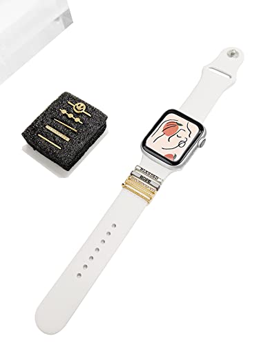 Image of 5Pcs Charms for Apple Watch band 41mm 45mm 40mm 44mm 38mm 42mm 46mm 49mm Women,Diamond+Metal Jewelry Decorative Ring For iWatch series 11 10 9 8 7 6 5 4 se 3 /2,Galaxy watch 7 /6 /5 /4,Strap Accessories