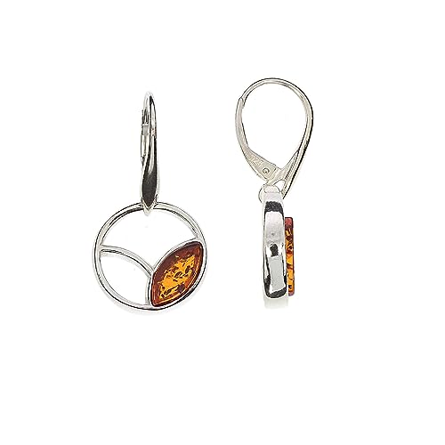 Boucles d'oreilles ambre et argent 925 rhodié anti ternissement pour peaux sensibles