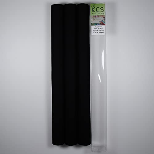 Image of KCS 3 pc of 15 inch x 18 inch Counted Cross Stitch Cotton Aida Cloth Needlework Rolled Fabric Box,16CT,Black