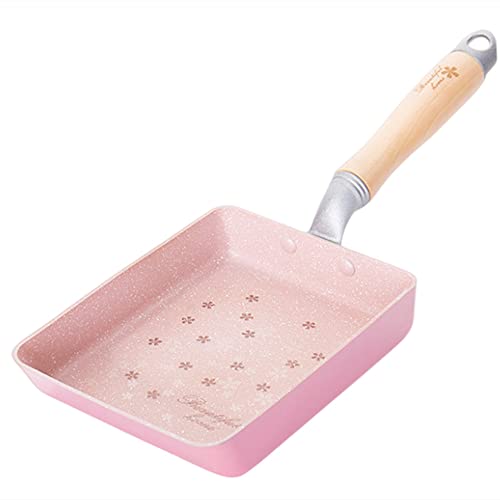 卵焼き フライパン ダブルマーブルコート ガス火専用卵焼きフライパン 卵焼き器 こびりつきにくい玉子焼き器 4層コーティングエッグパンピンク マーブルコート スルスルすべる くっつきにくく手入れ簡単 (ピンク,13*18CM)