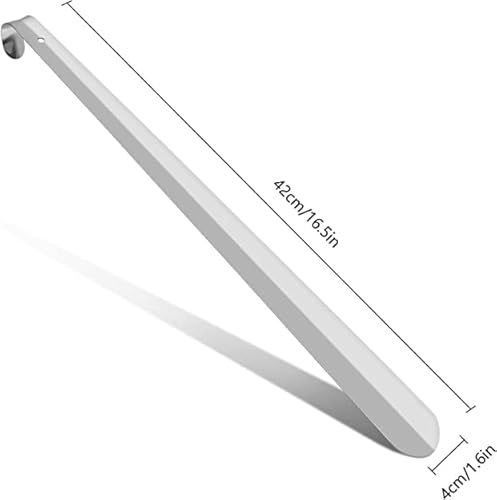 PIQIUQIU 42cm Edelstahl Schuhlöffel Lang | Schuhanzieher Edelstahl Lang zum Stehen | Schnell & Rückenschonend | optimierte Länge 42cm & Breite 1.8mm