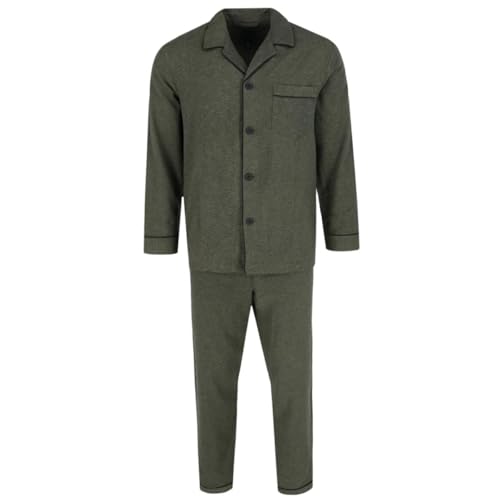 Majestic International Men's Notch Collar Long Sleeve Button Down Pajama Set