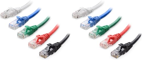 Image of Cable Matters 5-Color Combo 10Gbps Snagless Cat6 Ethernet Cable (Cat6 Cable/Cat 6 Cable) 0.3m (Pack of 2)