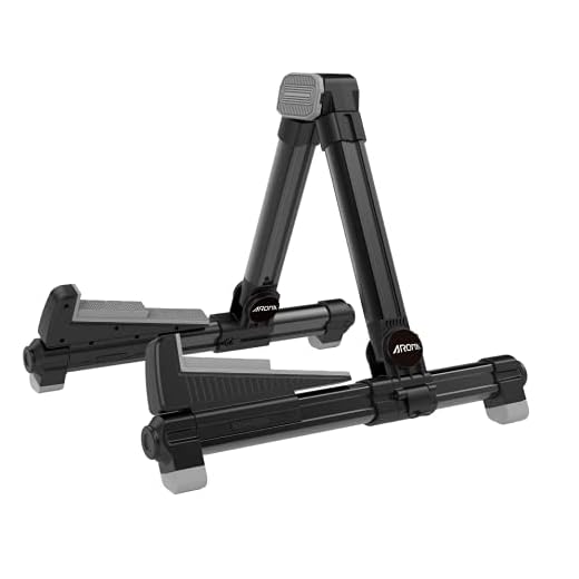 Soporte para Guitarra Aroma AGS8, Plegable, Portátil, apto para Guitarras y Bajos (Negro)