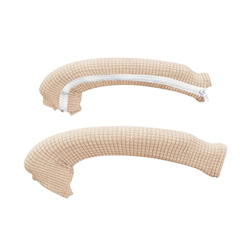 Image of FORCHEER Office Chair Armrest Cover Stretchable Water Resistant Spandex Stretch Jacquard Computer Office Chair Arm Pad Covers Chair Slipcover for Desk Chairs Arm 2P-Beige