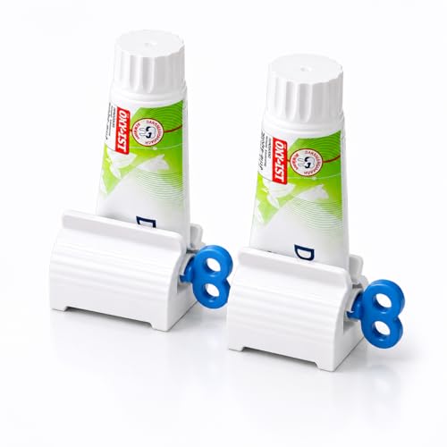 Image of Toothpaste Squeezer with Rolling Holder | Rotatable Toothpaste Tube Dispenser for Bathroom, Kitchen & Travel Use | Easy Manual Tube Squeezer for Toothpaste, Creams, Gel & Cosmetic Tubes (Multicolour) (Pack OF 2)
