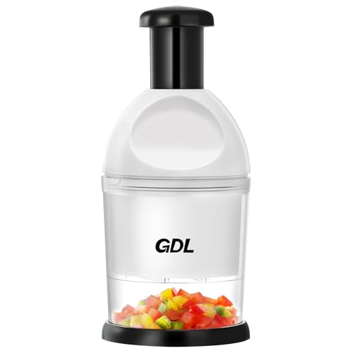 Image of Food Chopper, Hand Chopper Dicer Easy to Clean, Manual Slap Vegetable Chopper Onion Cutter, Garlic Chopper Mincer for Onion, Nut, Tomato, Pepper, Celery, etc, White