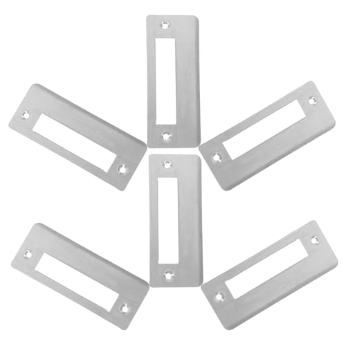 DECOMELODY ドアストライクプレート6個:交換用ユニバーサルドアロックバックプレートステンレススチールドアラッチストライカープレート木製ドア用
