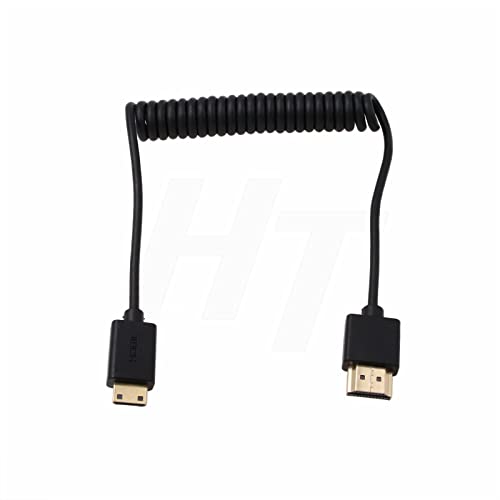 Image of Coiled Thin HDMI to HDMI 2.0 4K Cable for ZCAM E2 Sony Canon Panasonic Blackmagic Camera ATOMOS Portkeys Monitor (Coiled, Mini HDMI C Type)