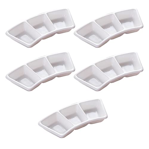 generic 5Pcs Tigelas de Mergulho Cerâmica 3 Molho de Molho de Compartimento de Molho de Molho Pequen