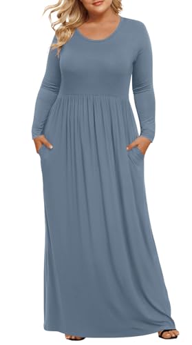 Image of LONGYUAN Women's Plus Size Maxi Dresses for Curvy Women Casual Long Dress XL-6XL