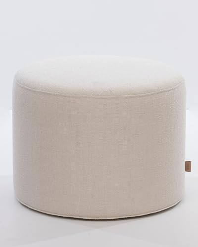 SIX Design Pouf Polsterhocker Sitzhocker Fußhocker rund 42x53 Webstoff Weiß SIX Design Pouf Polsterhocker Sitzhocker Fußhocker rund 42x53 Webstoff Weiß