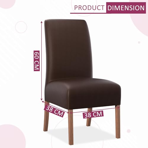 Image of Kuber Industries 6 Pcs Stretchable Dining Table Chair Cover Machine Washable Chair Protector Seat Slipcover for Kitchen & Living Room | Plain - Brown