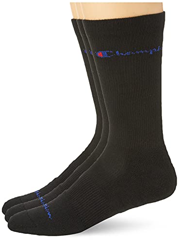 Champion Men's Crew Compression Sport Socks, Black, One Size
