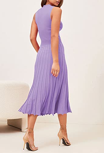 Viottiset Women's Halter Pleated Knit Midi Dress #TOP26