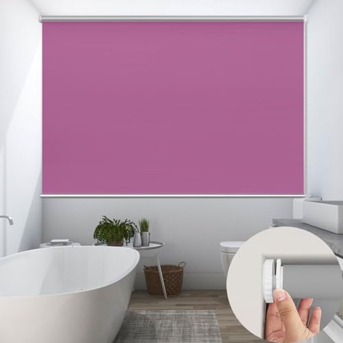 Verdunkelungsrollo Klemmfix Ohne Bohren 65 x 50 cm, Hitzeschutz und Sichtschutz, Verdunkelnd Rollos Fensterrollo Rollo, Verstellbare für Fenster und Türen, Rosa
