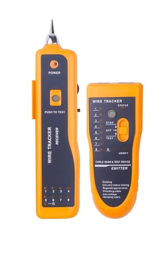 Comprobador de cables de red LAN for STP, UTP, Cat5, Cat6, RJ45, RJ11, detector de línea, rastreador de cables telefónicos, kit de herramientas de diagnóstico de tono.(Yellow)