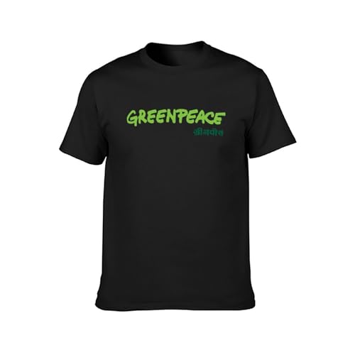 Greenpeace Men Black Cotton T-Shirt Print tee Shirts XL