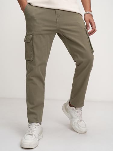 Image of Highlander Men's Slim Fit Cargo Trousers| Stylish & Comfortable for Casual, Travel & Active Wear | Trouser for Men | Men Trousers