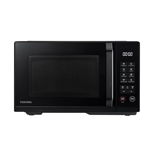 Toshiba MW3-EG23PE(BK) microondas con grill, 23 L, microondas 800 W, grill 1000 W, 10 niveles de potencia, función Chef Defrost, menú automático, fácil de limpiar, negro