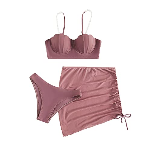 Bikini triangle 3 pièces noir avec perles et dos nu taille M