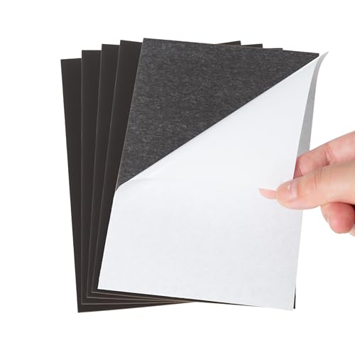 Crafare 4x6 Inch Magnetic Adhesive Sheets Cuttable 60 Mil Thick Magnetic Sheets Flexible Sticky for Crafts Making Metal Scrapbook Cutting Dies Fridge Photos Drawings 5 Pack