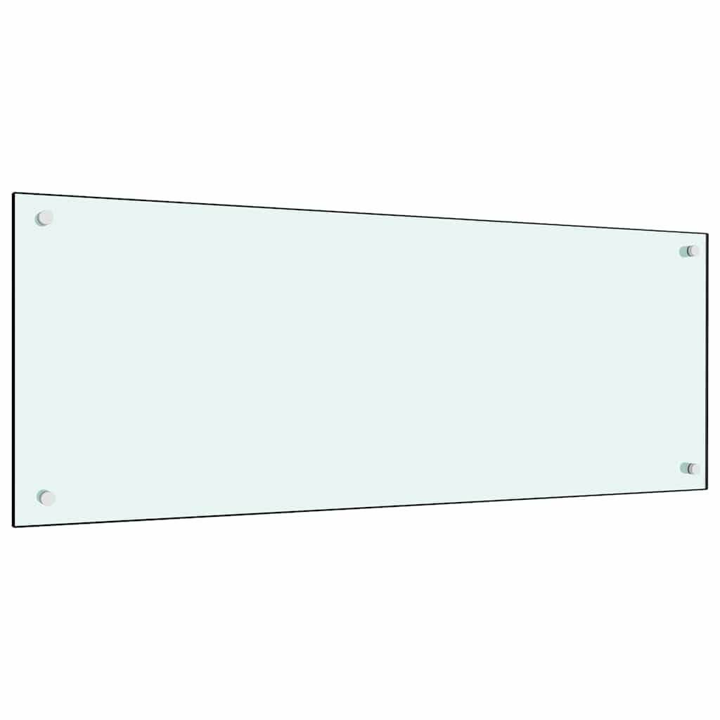 Crédence de Cuisine Blanche en Verre trempé 2 pièces 100 x 40 cm, dosseret Mural thermorésistant avec 4 Trous pré-percés, pour Cuisine Maison, Restaurant et préparation culinaire