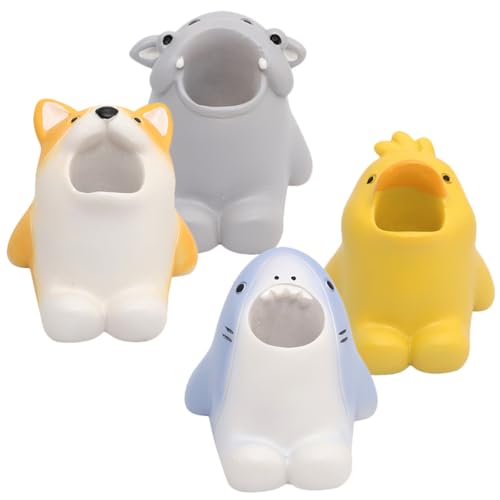 JHKNNK Corgi, Tiburón, Pollito, Hipopótamo, Multifunción para Oficina y Baño, Portalápices y Accesorios Decorativos para Escritorio