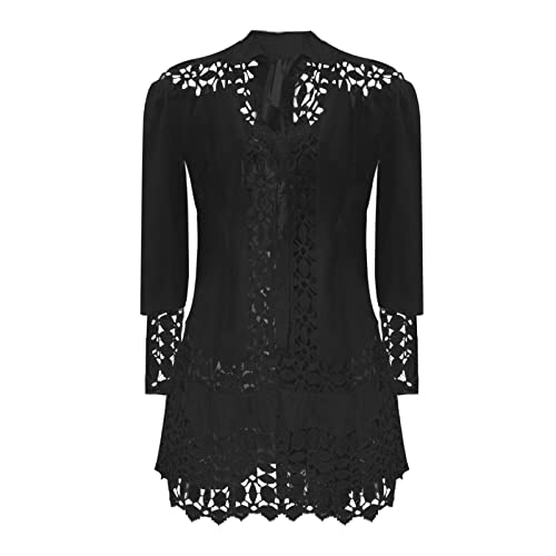 Robe décontractée légère femme manches longues ajourée été
