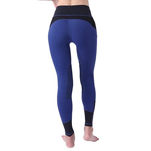 Okay Sports Women's Breathable Horse Riding Tights Knee Patch Grip Equestrian Pants Schooling Riding Breeches (Blue, X-Small)
