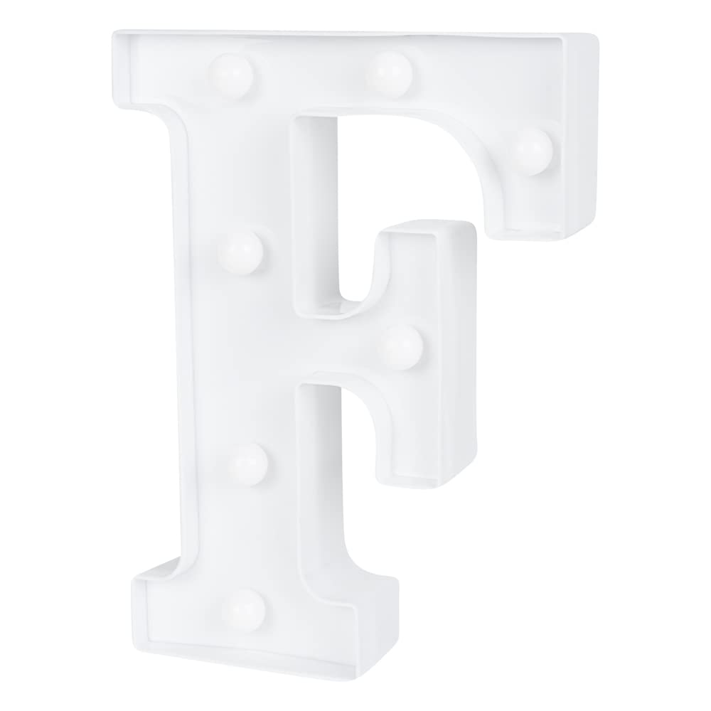 Restaurantware-Illumify 6.4 x 1.2 x 8.7 Inch Light Up Letter, 1 Durable Marquee LED Light - Letter F, Touchproof, White Plastic Party Alphabet Accent, Keyhole Slot, For Weddings, Or Special Events